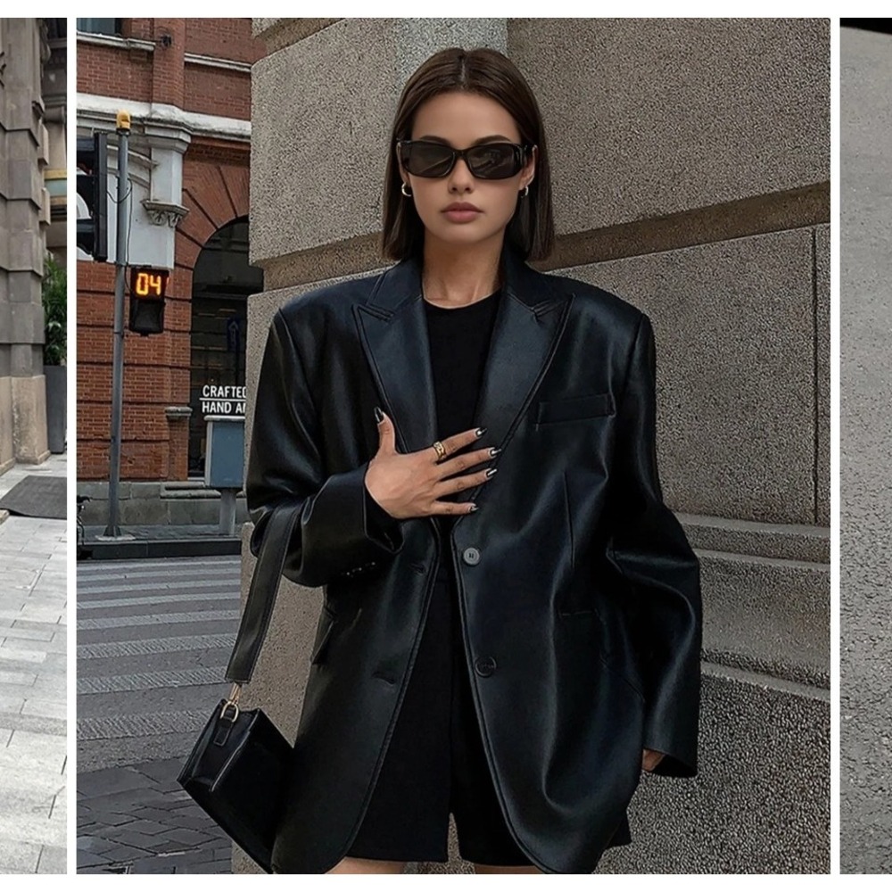 Commense Black faux Leather Jacket